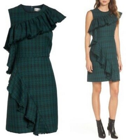 CHELSEA28 Plaid Ruffle Sleeveless Sheath Dress NWT - Picture 1 of 16